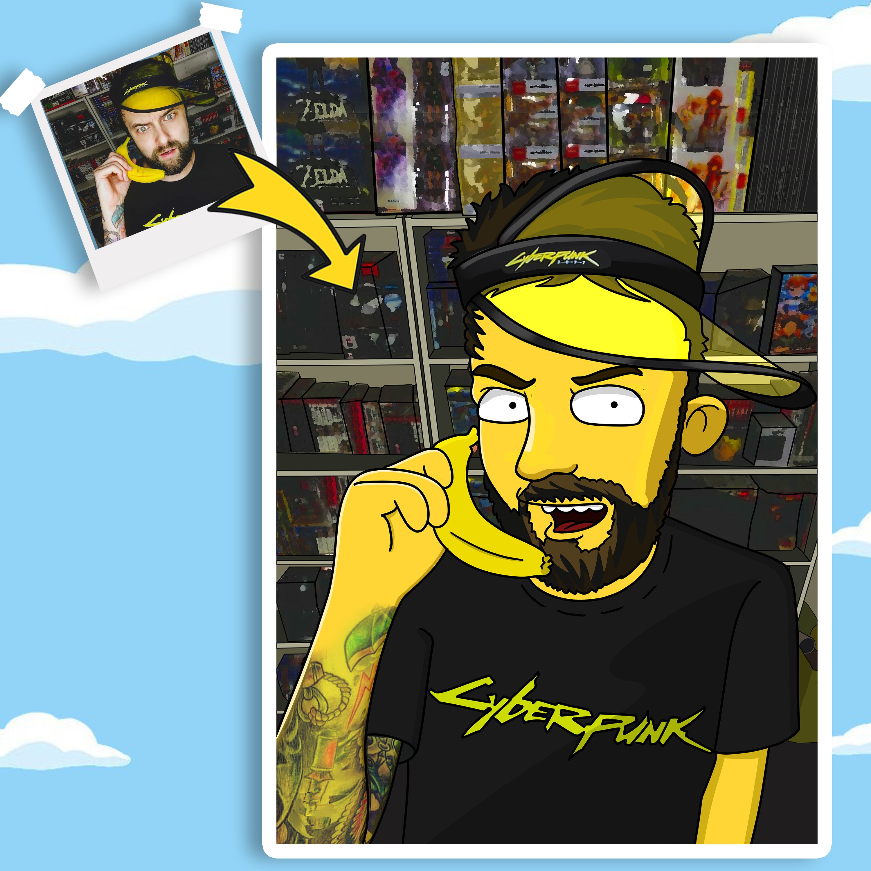 Laden Sie das Bild in den Galerie-Viewer, Dein handgezeichnetes Comic Poster! - Mach mich gelb!