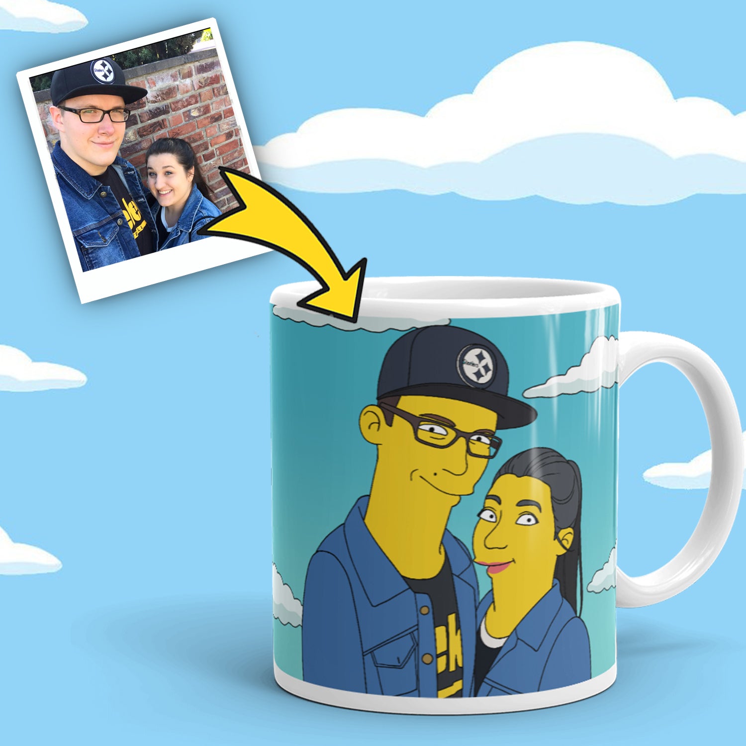 Laden Sie das Bild in den Galerie-Viewer, Deine handgezeichnete Comic Tasse! - Mach mich gelb!